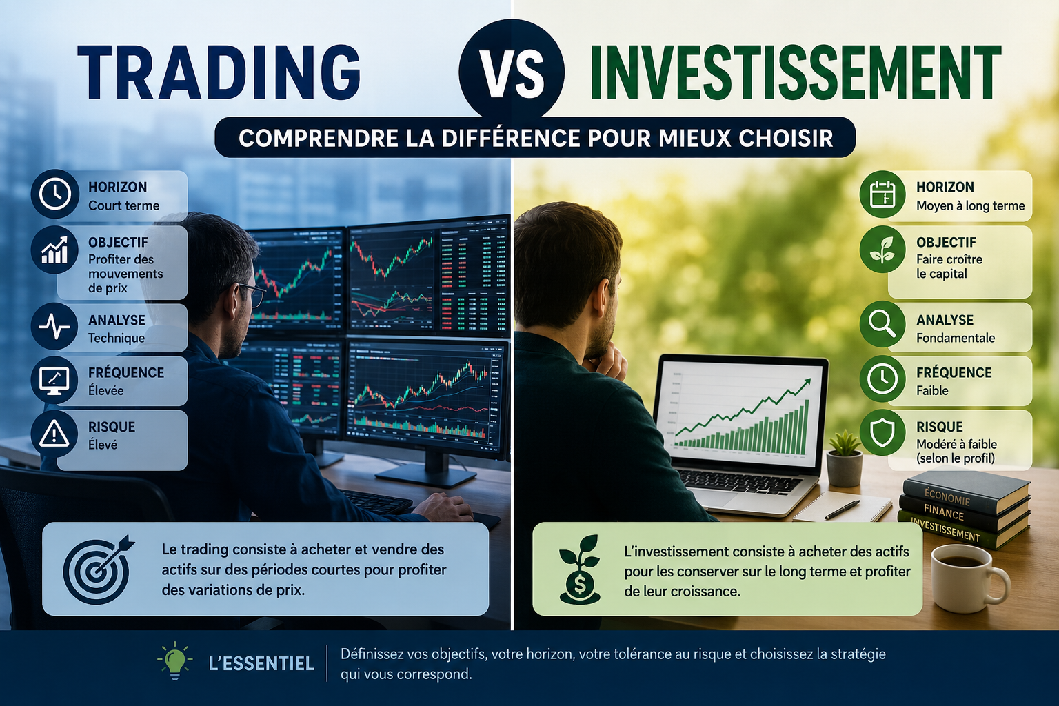 Différence entre le trading et l’investissement : lequel choisir ?